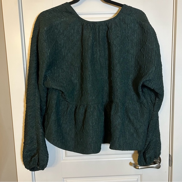 ARITZIA WILFRED PEPLUM BLOUSE IN DARK GREEN CROSSOVER FRONT SIZE SMALL - Picture 9 of 14
